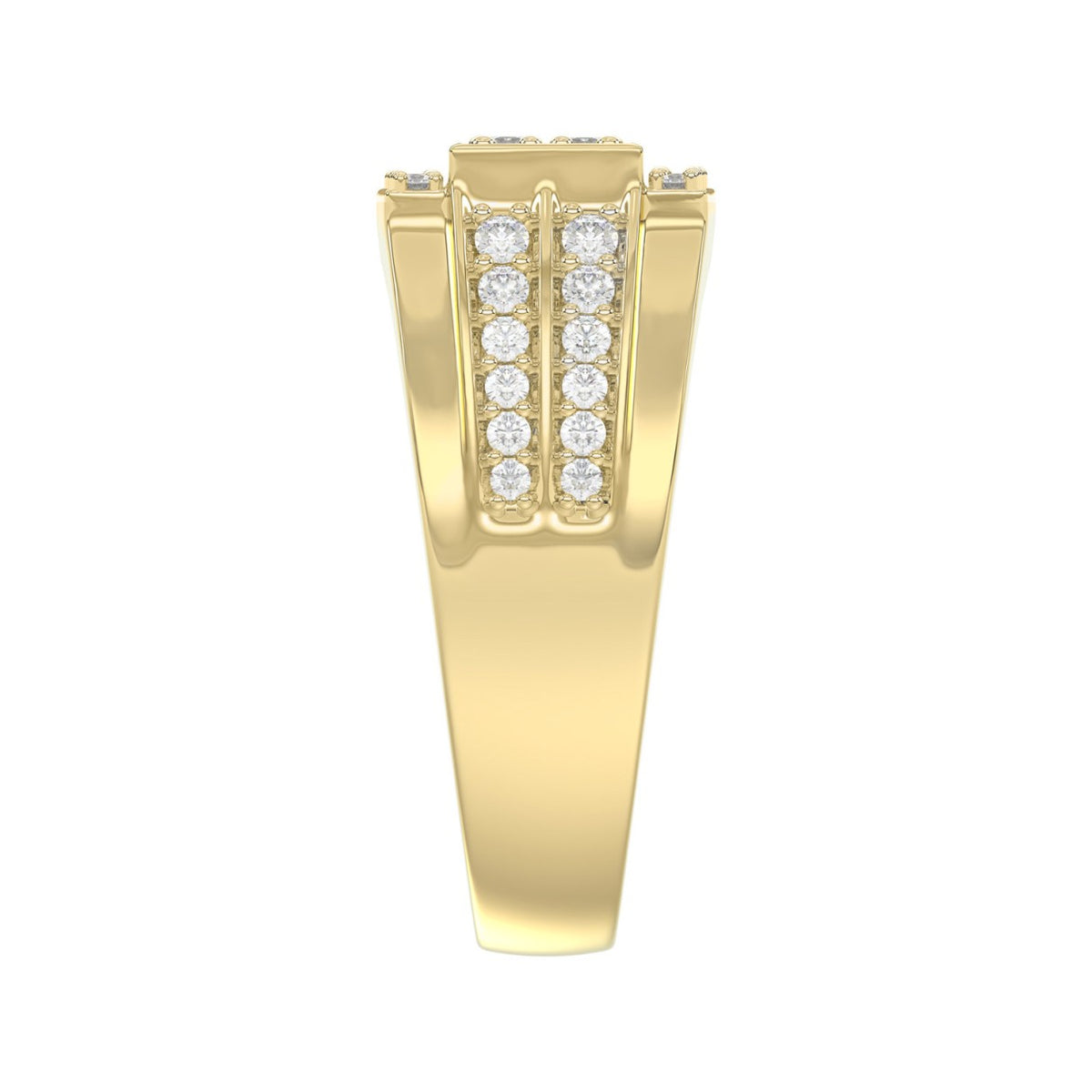14K YELLOW GOLD 1.00CT ROUND DIAMOND MEN'S RING 