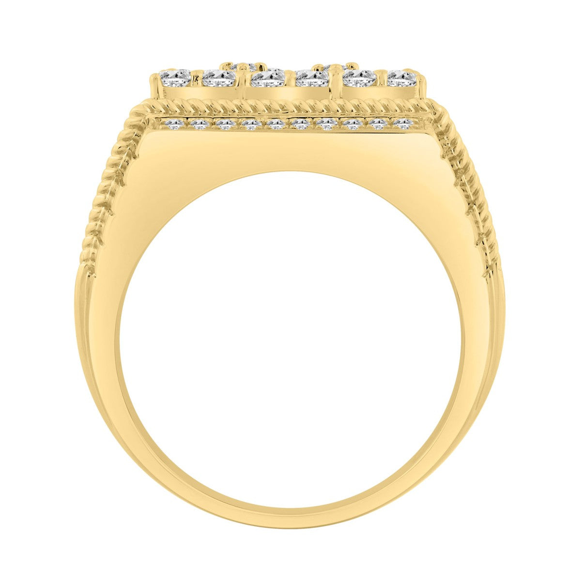 14K YELLOW GOLD 1 3/4CT ROUND DIAMOND MEN'S RING 