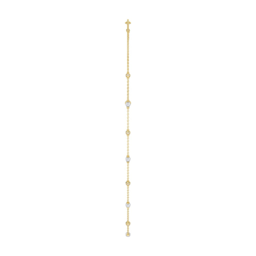 Luxury Round/Pearl Diamond Necklace 10K Yellow Gold 1/3CT Elegant Ladies Jewelry (Color F-G -Clarity VS1/VS2)