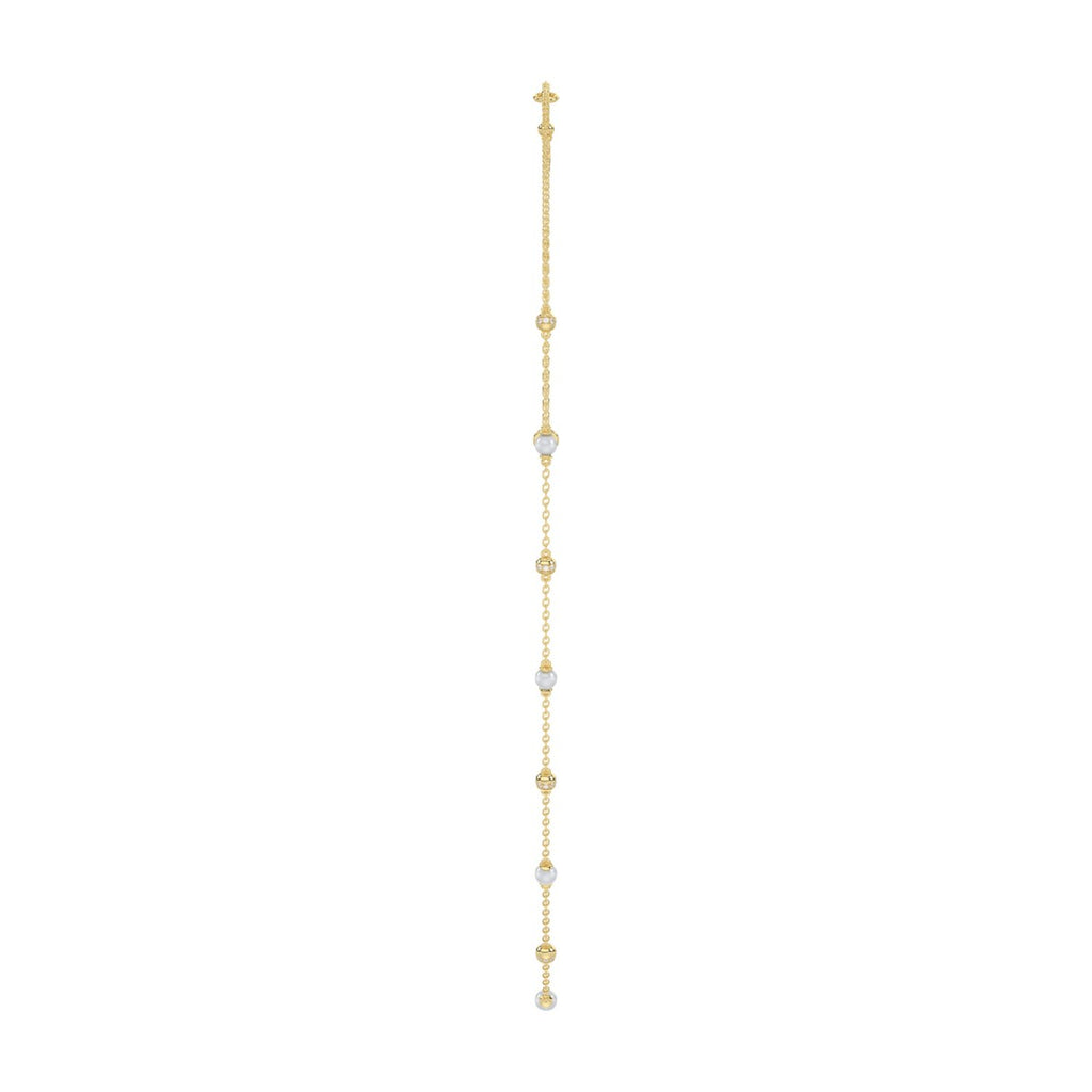 Luxury Round/Pearl Diamond Necklace 10K Yellow Gold 1/3CT Elegant Ladies Jewelry (Color F-G -Clarity VS1/VS2)