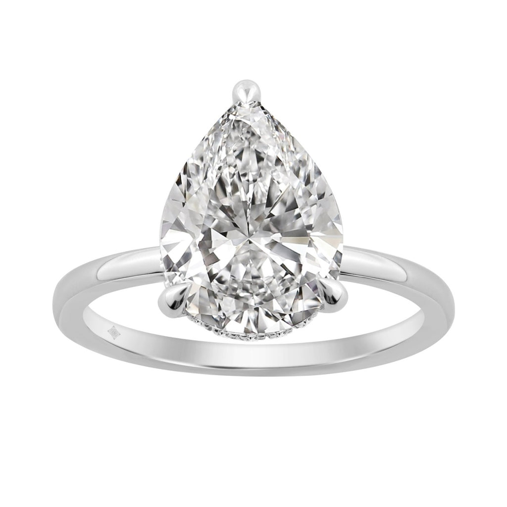 14K WHITE GOLD 3.00CT ROUND/PEAR DIAMOND LADIES RING (CENTER STONE PEAR DIAMOND 3CT)