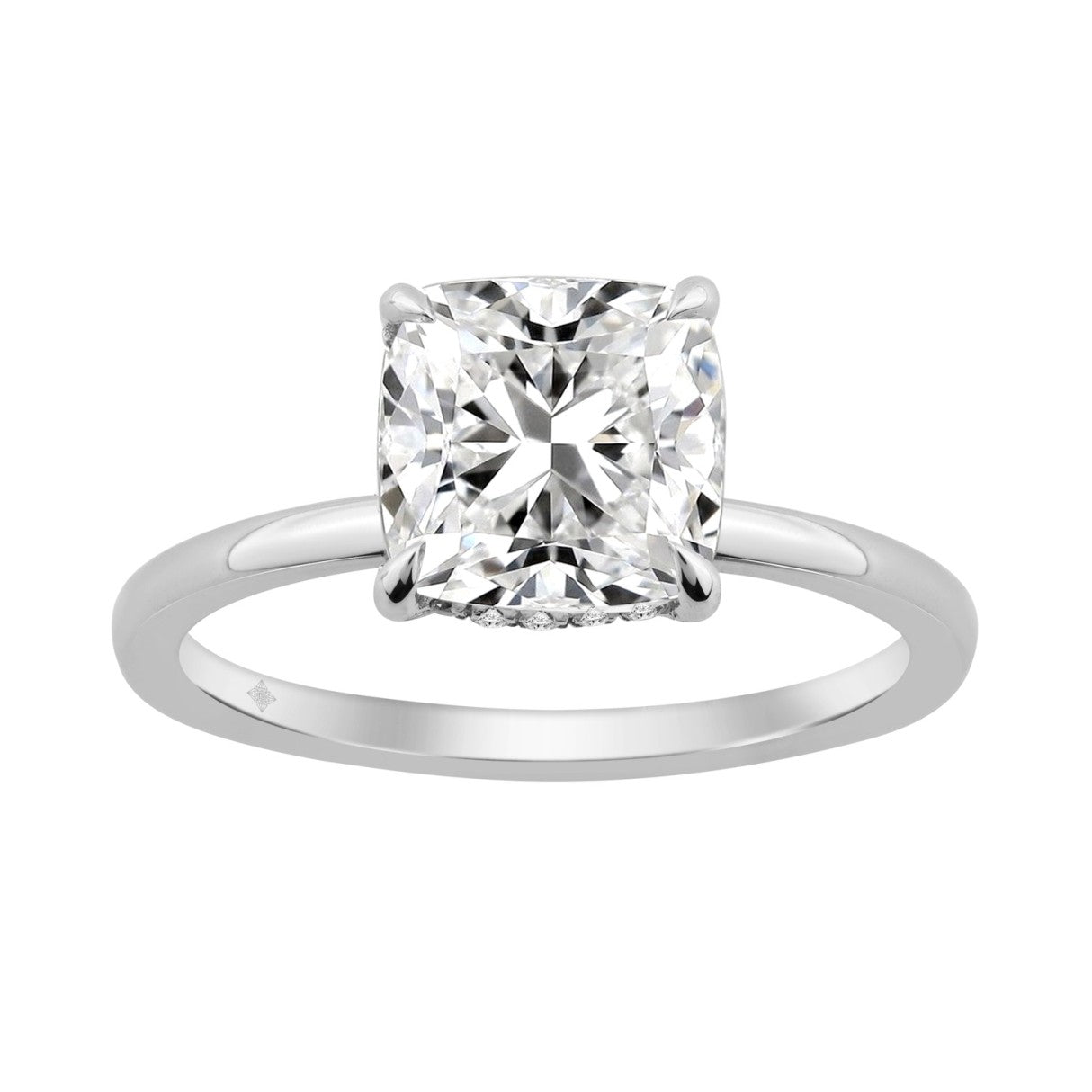14K WHITE GOLD 3.00CT ROUND/CUSHION DIAMOND LADIES RING (CENTER STONE CUSHION DIAMOND 3CT)