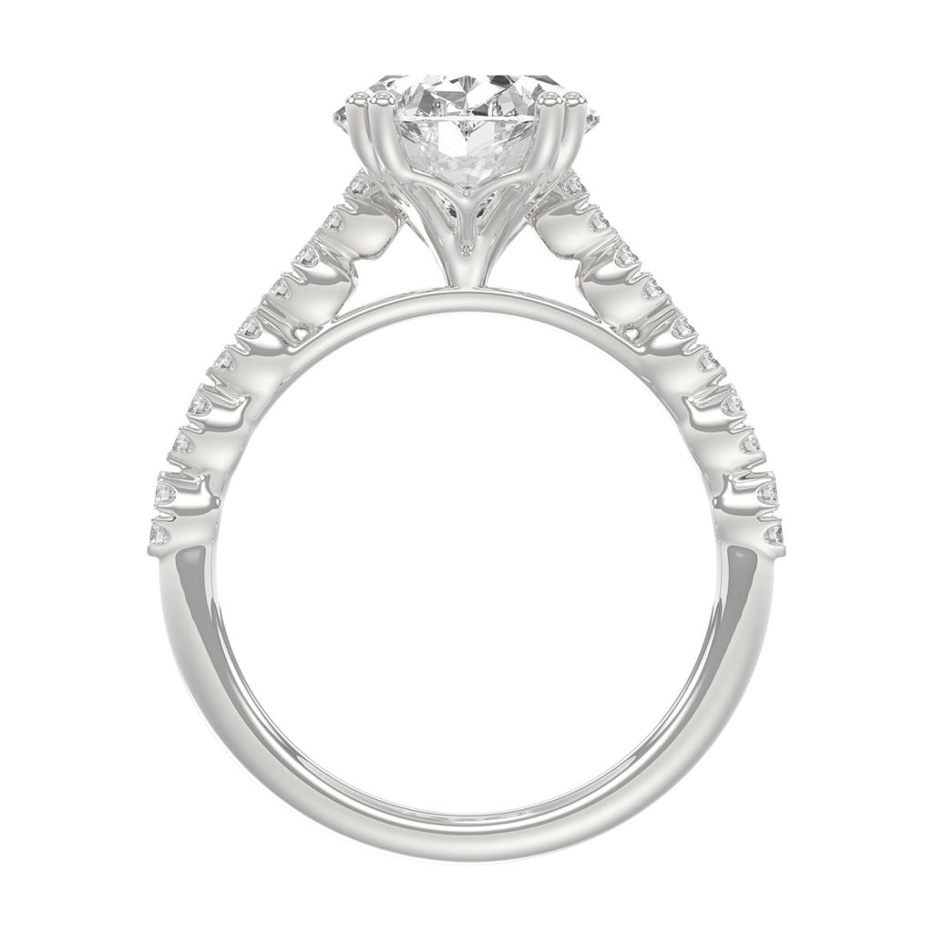 Ladies 14K White Gold Ladies Elegance- Bridal Set  3 1/3CT Round & Oval Diamonds 3.00CT Oval Center stone (Color F-G  Clarity VS1/VS2)