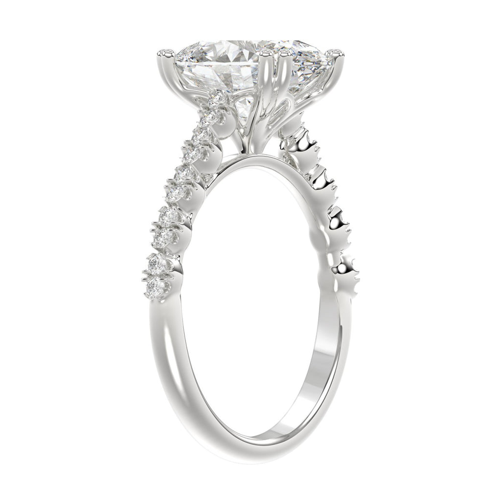 Ladies 14K White Gold Ladies Elegance- Bridal Set  3 1/3CT Round & Oval Diamonds 3.00CT Oval Center stone (Color F-G  Clarity VS1/VS2)
