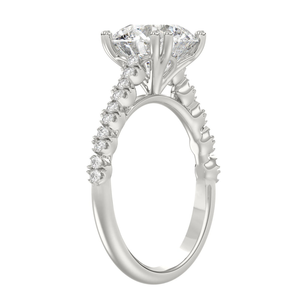 Ladies 14K White Gold Ladies Elegance- Bridal Set  3 1/3CT Round Diamond 3.00CT Round Center stone (Color F-G -Clarity VS1/VS2)
