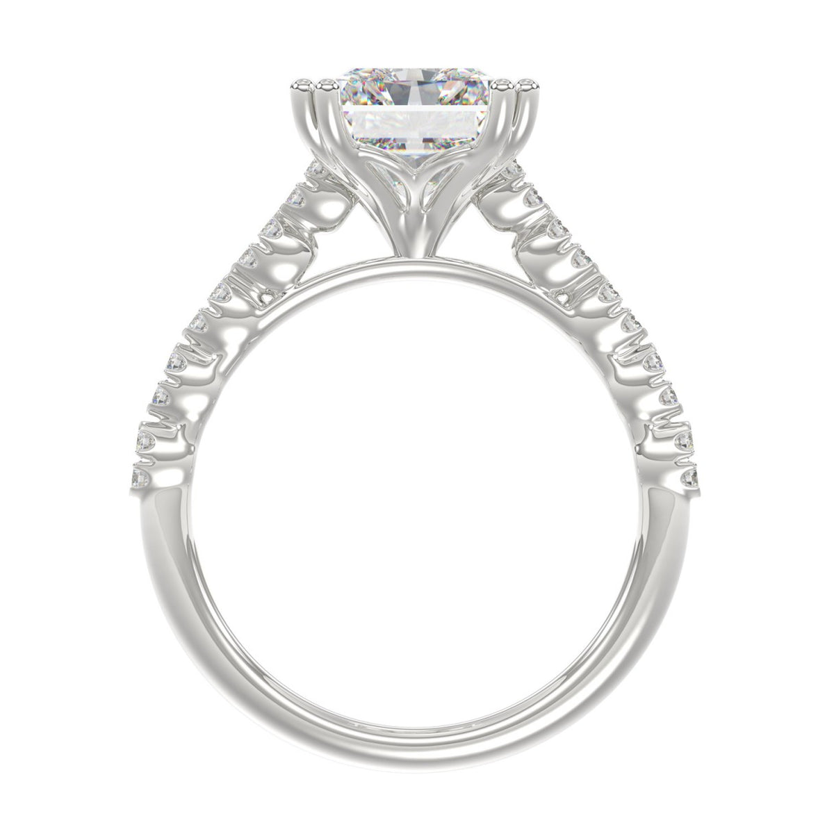 Ladies 14K White Gold Ladies Elegance- Bridal Set  3 1/3CT Round &amp; Radiant Diamond 3.00CT Radiant Center stone (Color F-G -Clarity VS1/VS2)