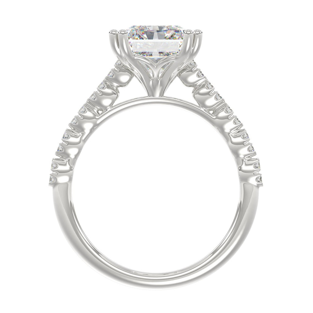 Ladies 14K White Gold Ladies Elegance- Bridal Set  3 1/3CT Round &amp; Radiant Diamond 3.00CT Radiant Center stone (Color F-G -Clarity VS1/VS2)