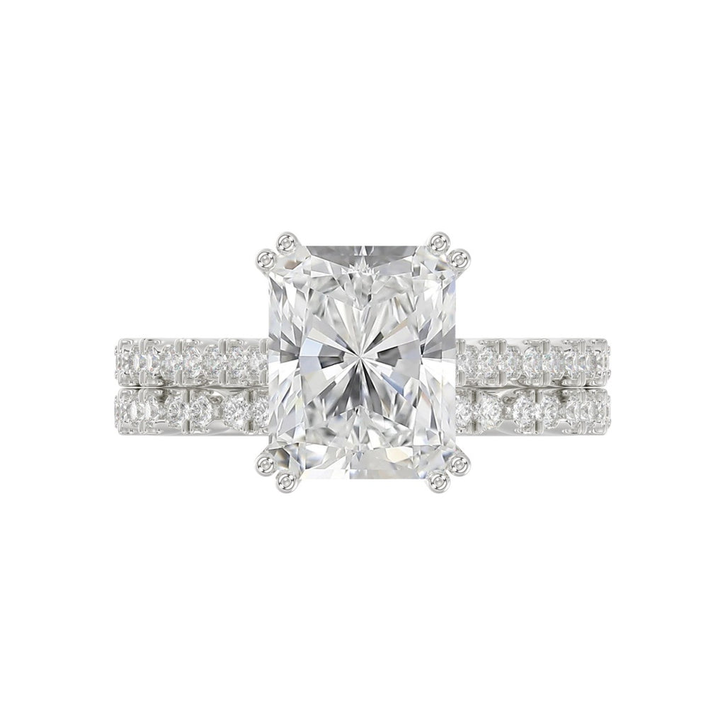 Ladies 14K White Gold Ladies Elegance- Bridal Set  3 1/3CT Round &amp; Radiant Diamond 3.00CT Radiant Center stone (Color F-G -Clarity VS1/VS2)