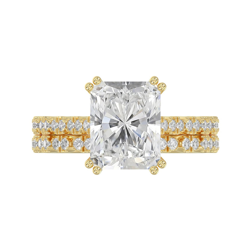Ladies 14K Yellow Gold Ladies Elegance- Bridal Set  3 1/3CT Round &amp; Radiant Diamond 3.00CT Radiant Center stone (Color F-G -Clarity VS1/VS2)