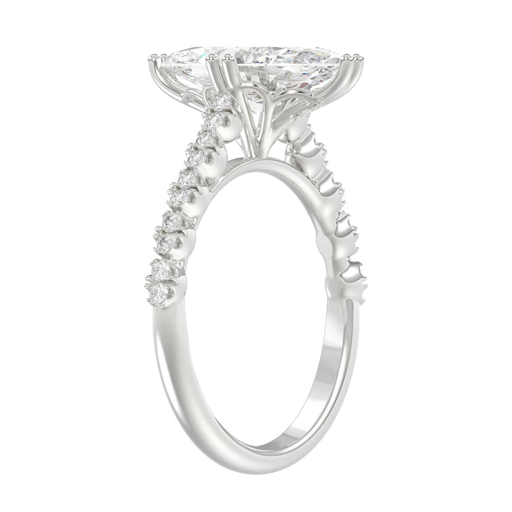 Ladies 14K White Gold Ladies Elegance- Bridal Set  3 1/3CT Round & Marquise Diamonds 3.00CT Marquise Center stone (Color F-G -Clarity VS1/VS2)