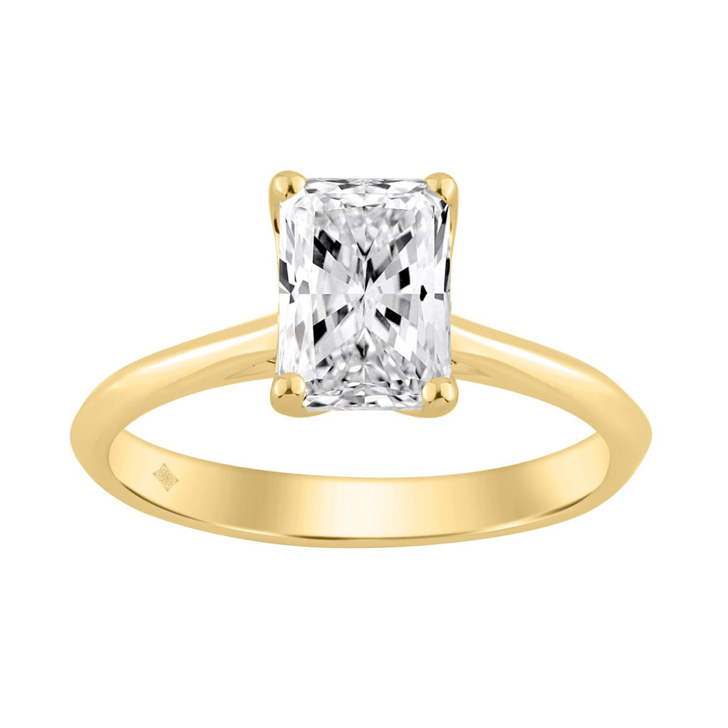 14K YELLOW GOLD 1 1/2CT RADIANT DIAMOND LADIES SOLITAIRE RING