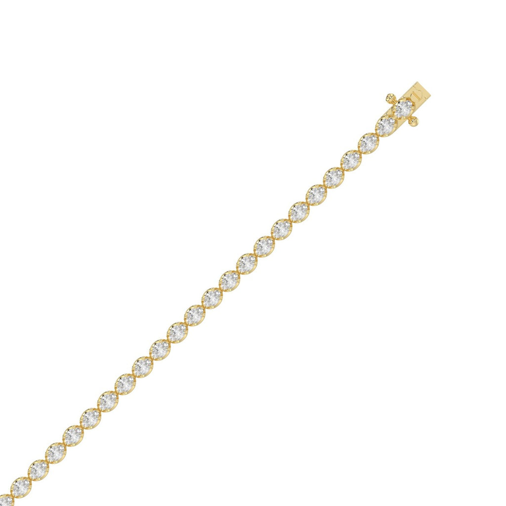 Fancy Oval Shape Diamond Ladies Tennis Bracelet in 14K Yellow Gold 4CT (Color F-G -Clarity VS1/VS2)