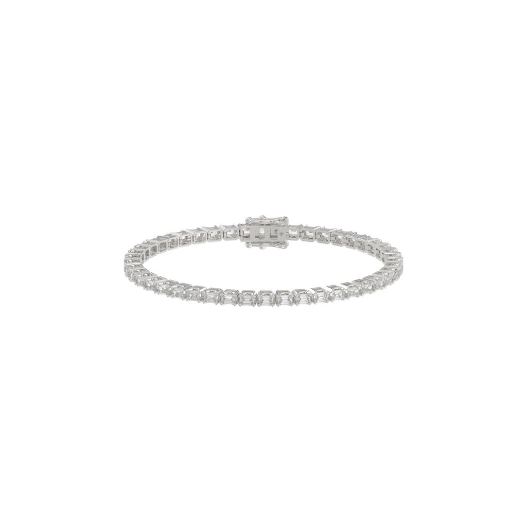 Luxury Emerald Shape Diamond Ladies Tennis Bracelet in 14K White Gold 4 1/2CT (Color F-G -Clarity VS1/VS2)