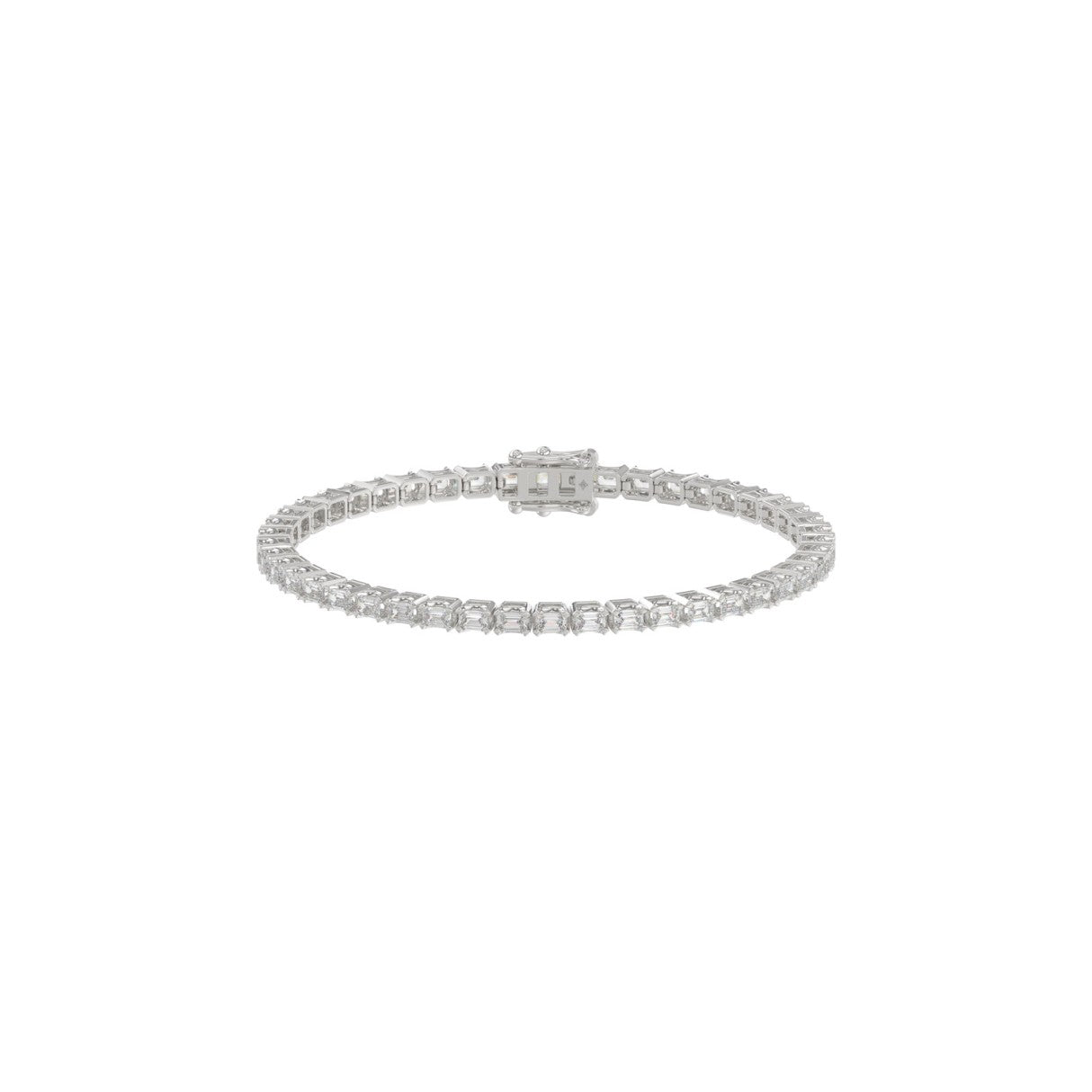 Luxury Emerald Shape Diamond Ladies Tennis Bracelet in 14K White Gold 4 1/2CT (Color F-G -Clarity VS1/VS2)