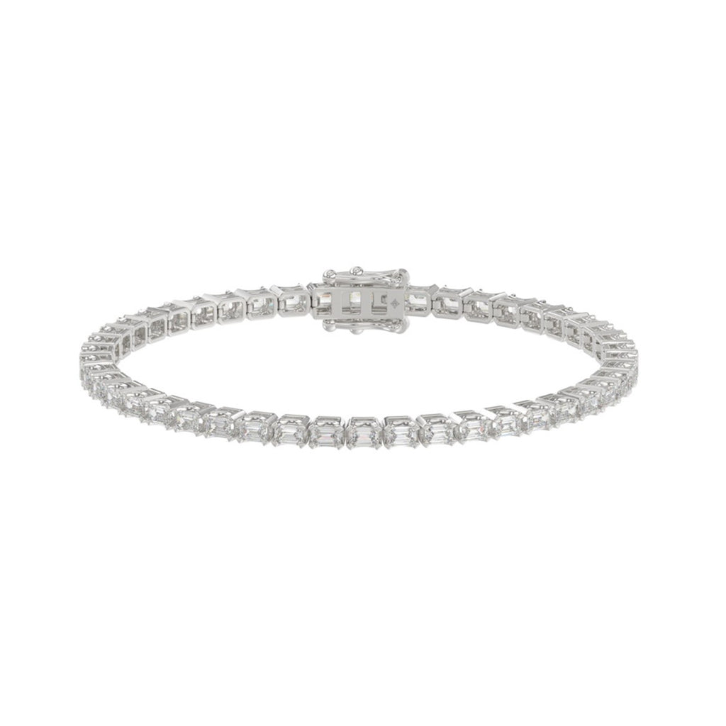 Luxury Emerald Shape Diamond Ladies Tennis Bracelet in 14K White Gold 4 1/2CT (Color F-G -Clarity VS1/VS2)