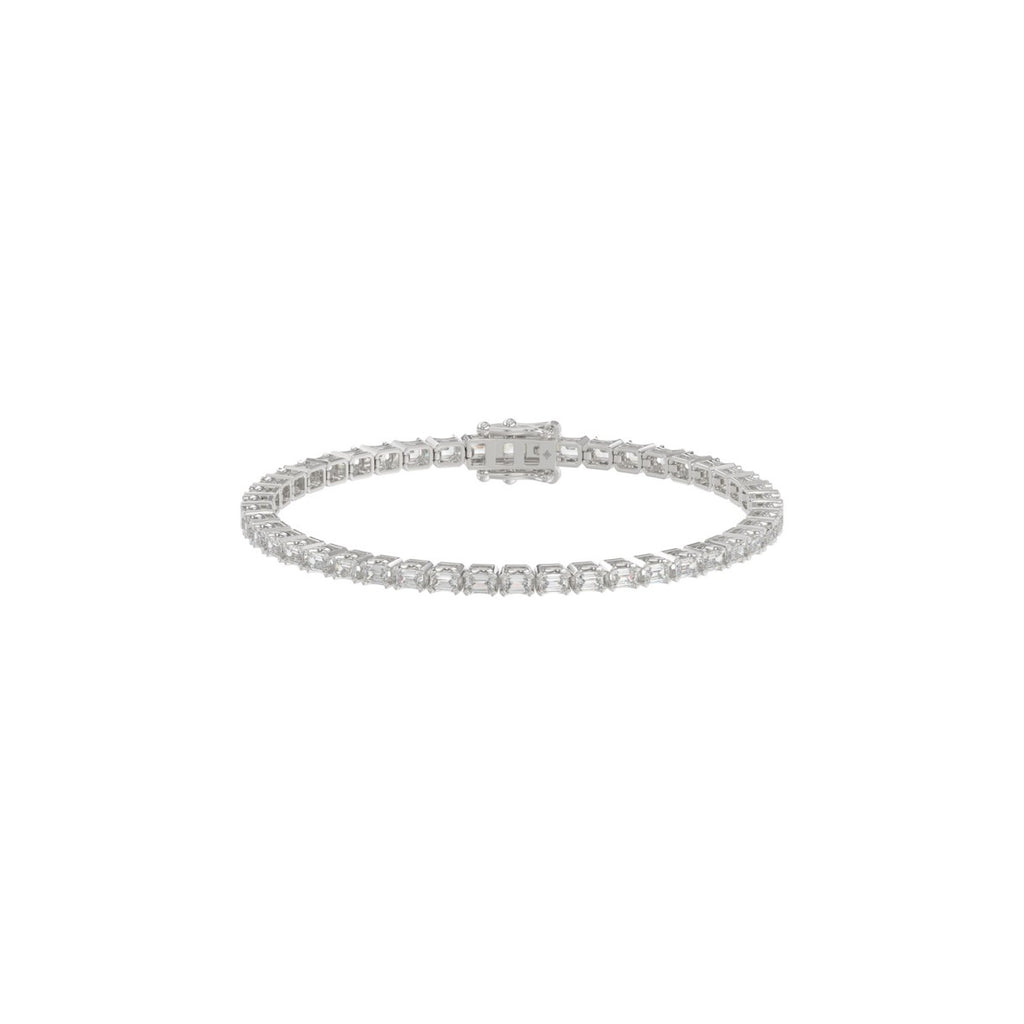 Luxury Emerald Shape Diamond Ladies Tennis Bracelet in 14K White Gold 4 1/2CT (Color F-G -Clarity VS1/VS2)
