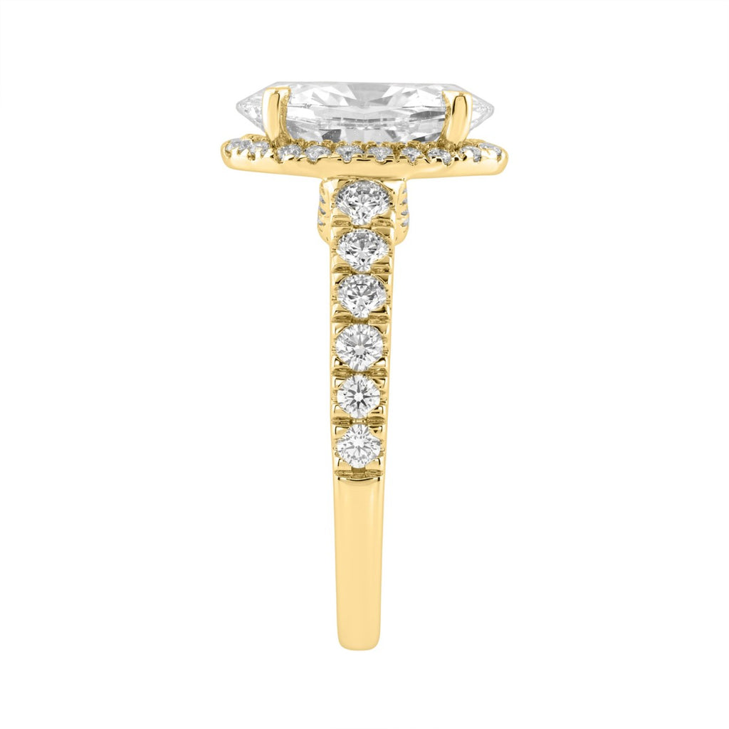 14K Yellow Gold 4 3/4Ct Oval Cut Lab-Grown Diamond Engagement Ring With Hidden Halo Round & Oval Bridal Ring Set For Women 4Ct Oval Center Stone (Color F-G -Clarity Vs1/Vs2)