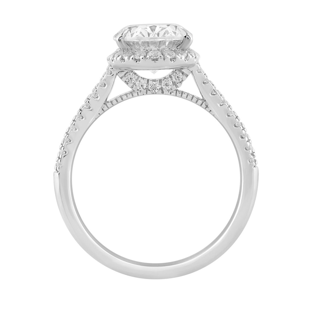 Luxury 14K White Gold 3 1/2Ct Round & Oval Lab-Grown Diamond Halo Ring Elegant Bridal Engagement Ring For Women 3Ct Oval Center Stone (Color F-G -Clarity Vs1/Vs2)