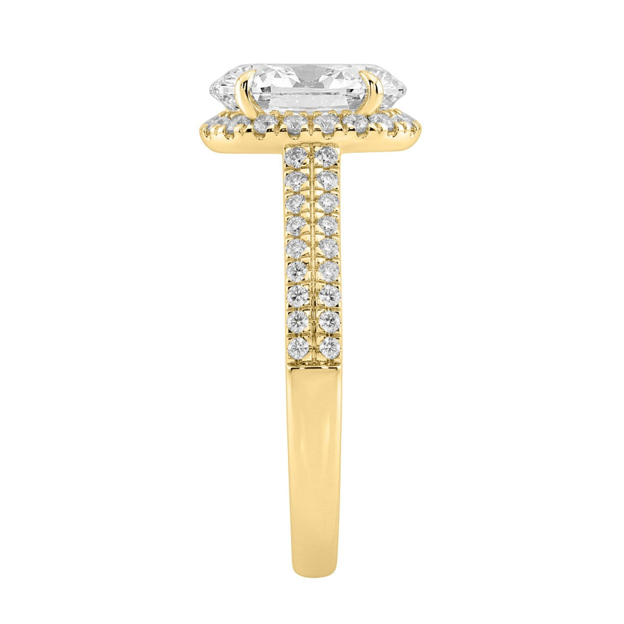 Luxury 14K Yellow Gold 3 1/2Ct Round & Oval Lab-Grown Diamond Halo Ring Elegant Bridal Engagement Ring For Women 3Ct Oval Center Stone (Color F-G -Clarity Vs1/Vs2)
