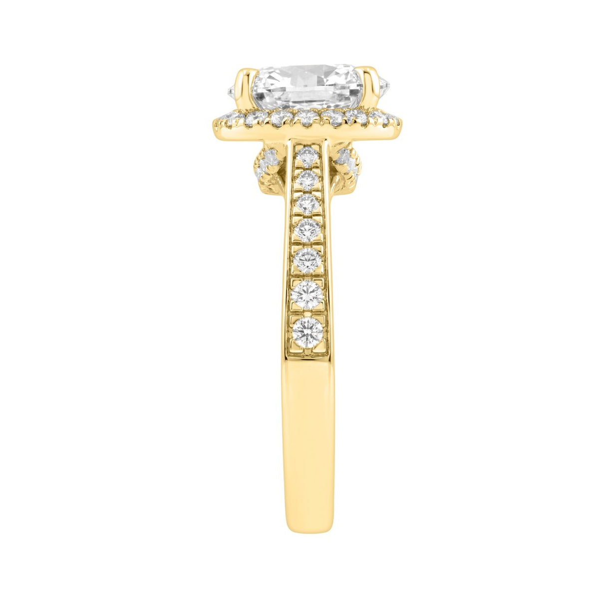 14K Yellow Gold 3 1/2Ct Round Brilliant Diamond Hidden Halo Engagement Ring Fashion Bridal Ring For Women 3Ct Round Center Stone (Color F-G -Clarity Vs1/Vs2)