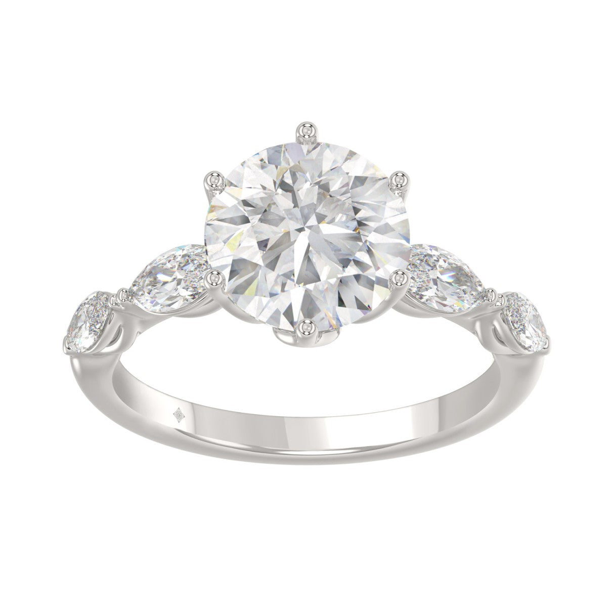 Luxury 14K White Gold  Bridal Ring for Ladies 3 3/4CT Round &amp; Marquise Cut Diamonds 3.00CT Round Center stone (Color F-G -Clarity VS1/VS2)