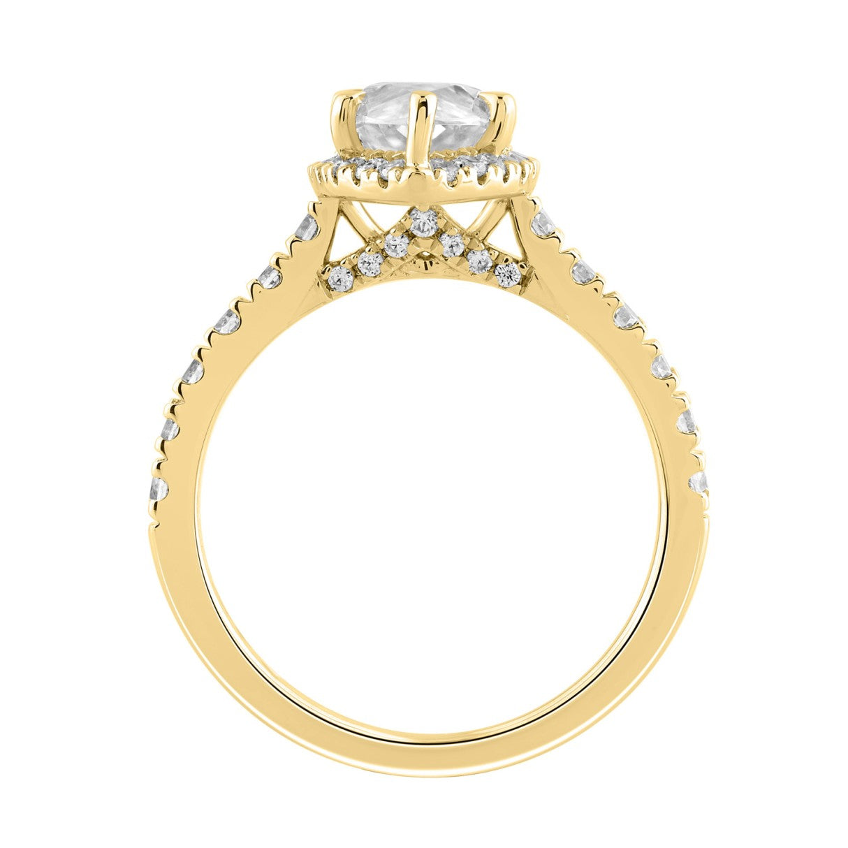 Luxury 14K Yellow Gold 3 3/4Ct Round & Marquise Diamond Halo Ring Elegant Bridal Engagement Ring For Women 3Ct Marquise Center Stone (Color F-G -Clarity Vs1/Vs2)