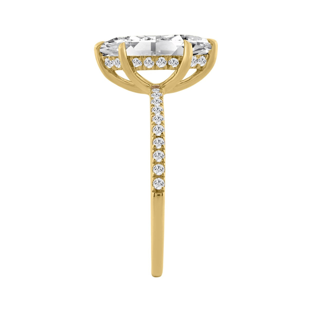 14K YELLOW GOLD 1 3/4CT MARQUISE/ROUND DIAMOND LADIES RING (CENTER STONE MARQUISE DIAMOND 1 1/2CT)
