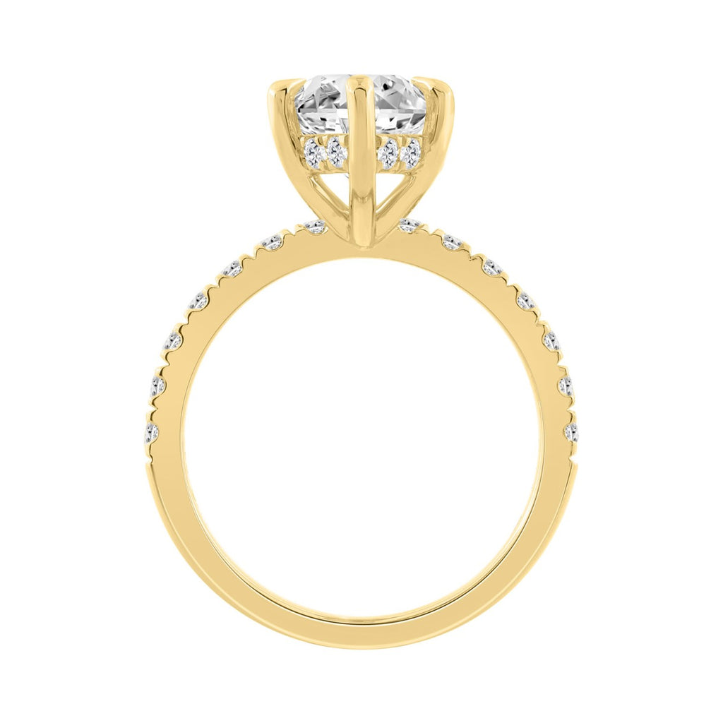 14K YELLOW GOLD 4 3/4CT MARQUISE/ROUND DIAMOND LADIES RING (CENTER STONE MARQUISE DIAMOND 4CT)