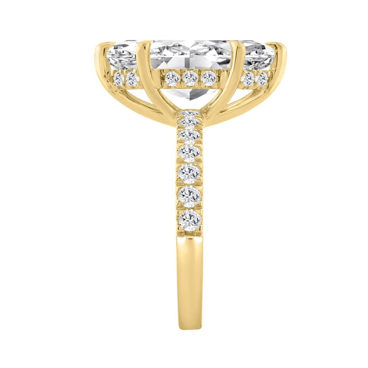 14K YELLOW GOLD 4 3/4CT MARQUISE/ROUND DIAMOND LADIES RING (CENTER STONE MARQUISE DIAMOND 4CT)