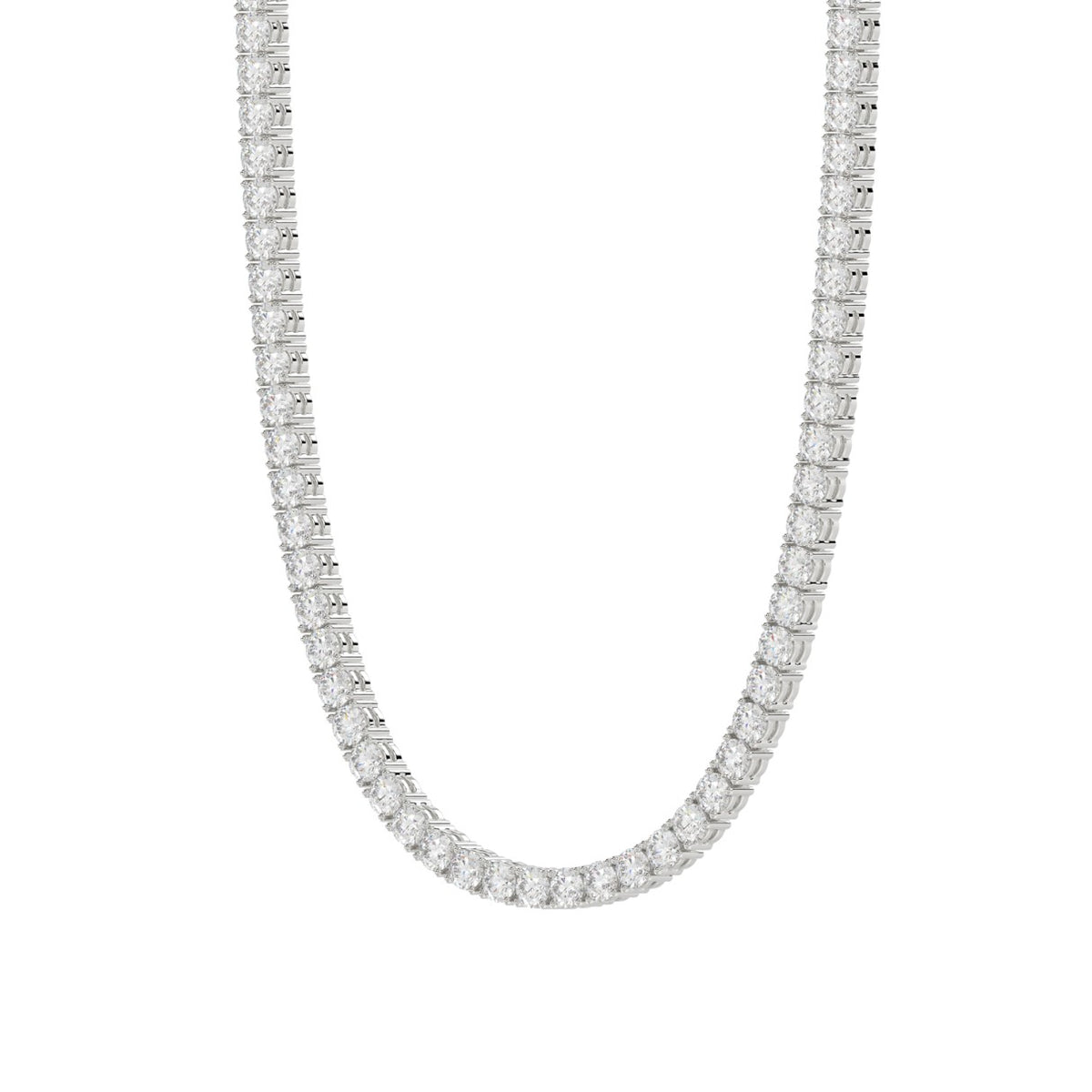 14K WHITE GOLD 6 7/8CT 16" ROUND DIAMOND LADIES TENNIS NECKLACE
