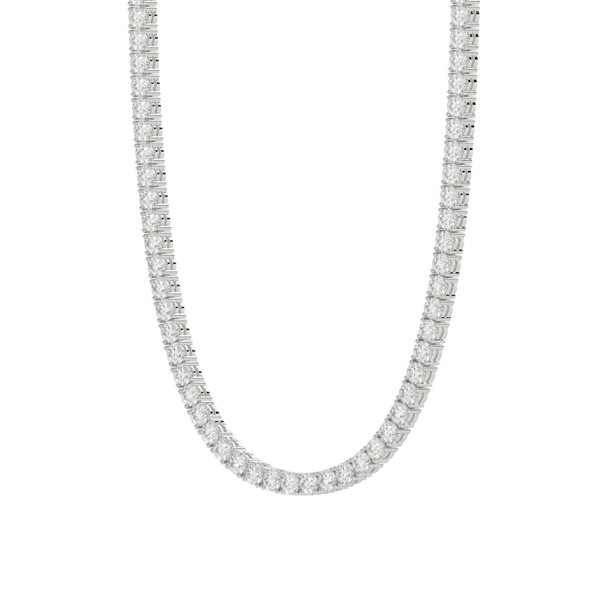 14K WHITE GOLD 6 7/8CT 16" ROUND DIAMOND LADIES TENNIS NECKLACE