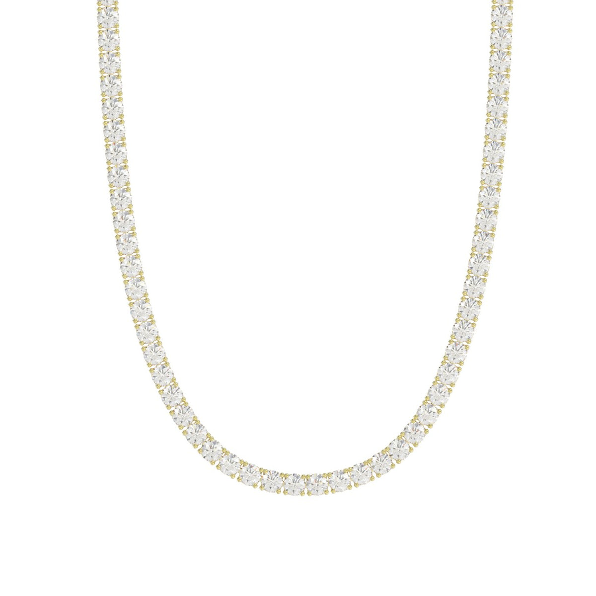 14K YELLOW GOLD 6 7/8CT 16" ROUND DIAMOND LADIES TENNIS NECKLACE