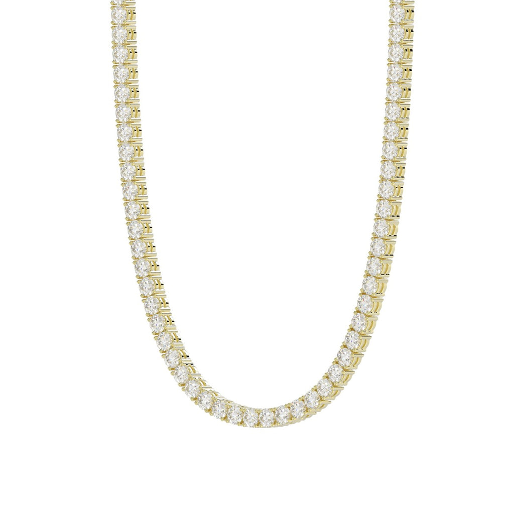 14K YELLOW GOLD 6 7/8CT 16" ROUND DIAMOND LADIES TENNIS NECKLACE