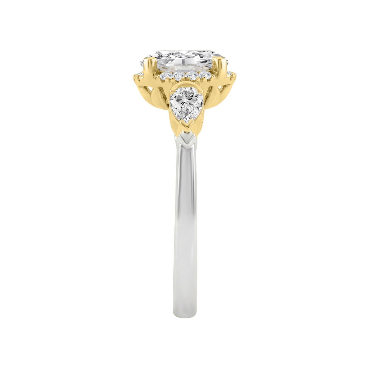 14K White/Yellow Gold 2 1/2Ct Round & Pear Cut Diamond Halo Bridal Ring Engagement Ring For Women 2Ct Round Center Stone (Color F-G -Clarity Vs1/Vs2)
