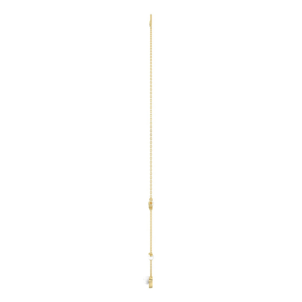 10K Yellow Gold Pearl &amp; Ladies Necklace 1/5CT  Marquise Diamonds (Color F-G -Clarity VS1/VS2)