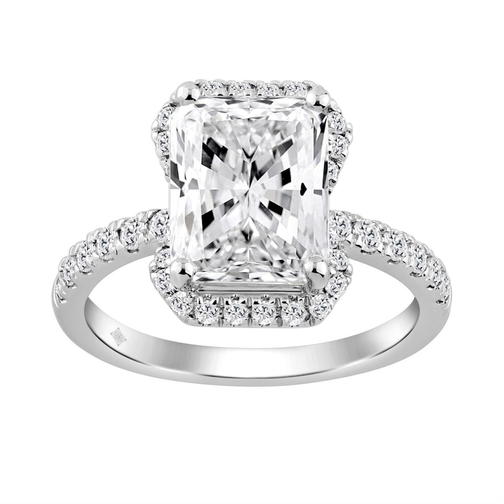 Ladies 14K White Gold Ladies Elegance-Ring 4 1/2CT Round &amp; Radiant Lab Grown Cut Diamond 4.00CT Radiant Center stone (Color F-G -Clarity VS1/VS2)