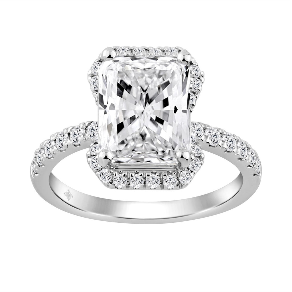Ladies 14K White Gold Ladies Elegance-Ring 4 1/2CT Round &amp; Radiant Lab Grown Cut Diamond 4.00CT Radiant Center stone (Color F-G -Clarity VS1/VS2)