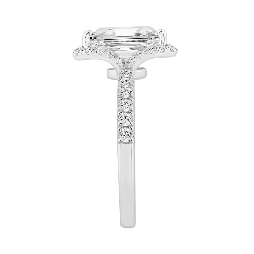 Ladies 14K White Gold Ladies Elegance-Ring 4 1/2CT Round &amp; Radiant Lab Grown Cut Diamond 4.00CT Radiant Center stone (Color F-G -Clarity VS1/VS2)