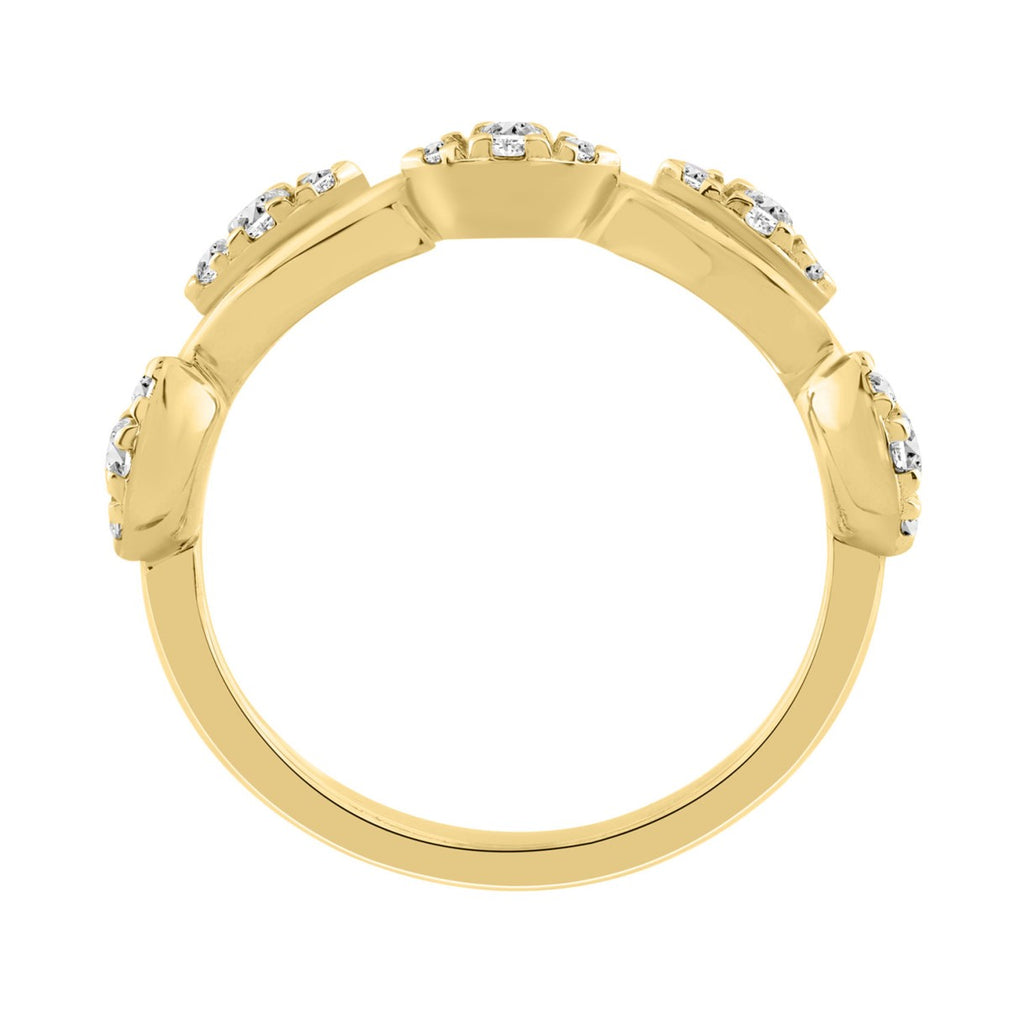 10K Yellow Gold 1/4Ct Round Lab-Grown Diamond Emori Wavy Krissy Ladies Fashion Ring (Color F-G -Clarity Vs1/Vs2)