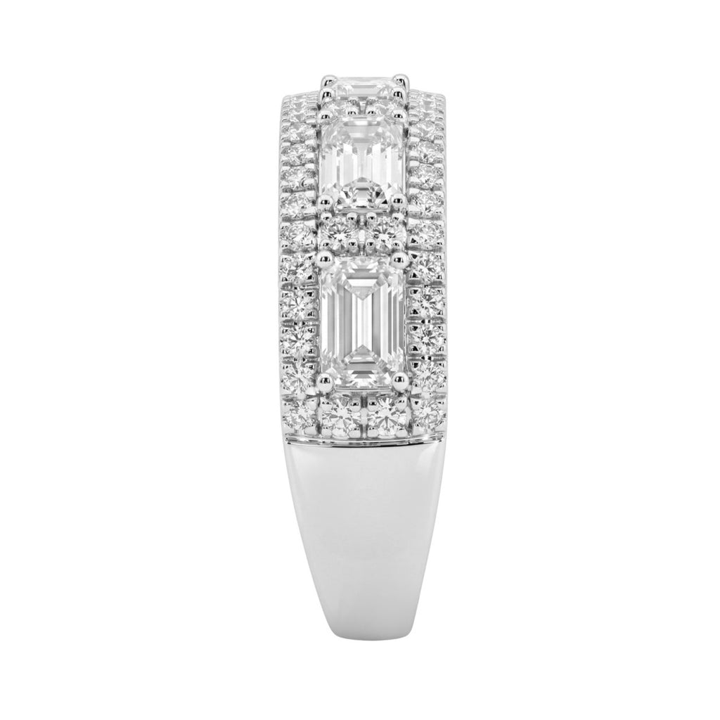 Luxury 2.00Ct 14K White Gold Lab-Grown Diamond Anniversary Ladies Ring Radiant Center & Round Side Diamonds (Color F-G -Clarity Vs1/Vs2)