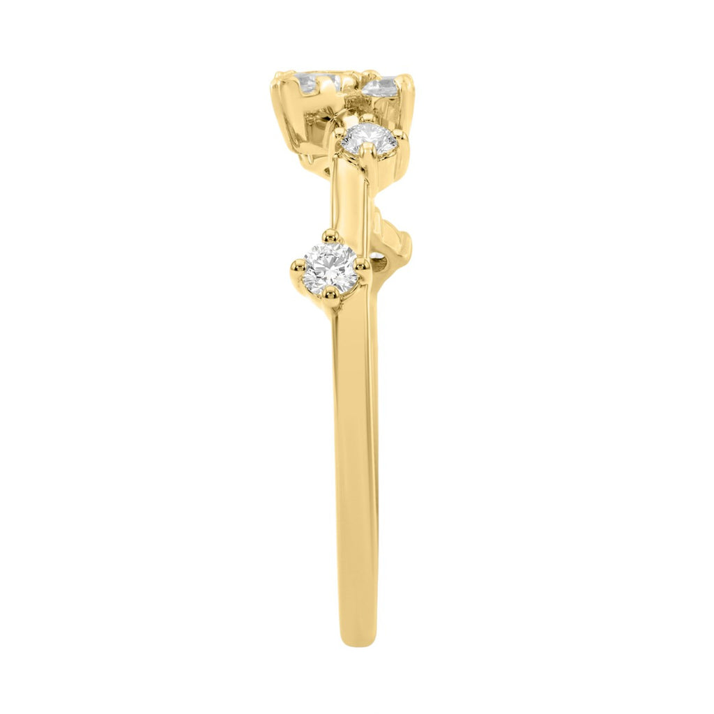 Elegant 10K Yellow Gold Ladies Ring With 1/5Ct Round Diamond And Butterfly Design