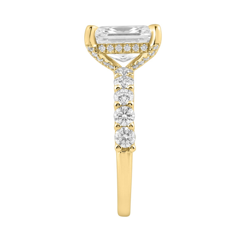 14K Yellow Gold 5 1/2Ct Radiant Cut &amp; Round Diamond Engagement Ring Women Bridal Wedding Ring 4Ct Radiant Center Stone (Color F-G -Clarity Vs1/Vs2)