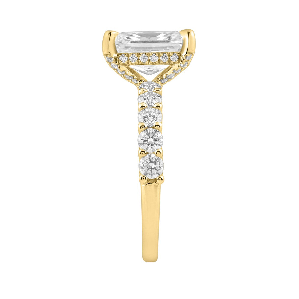 14K Yellow Gold 5 1/2Ct Radiant Cut & Round Diamond Engagement Ring Women Bridal Wedding Ring 4Ct Radiant Center Stone (Color F-G -Clarity Vs1/Vs2)