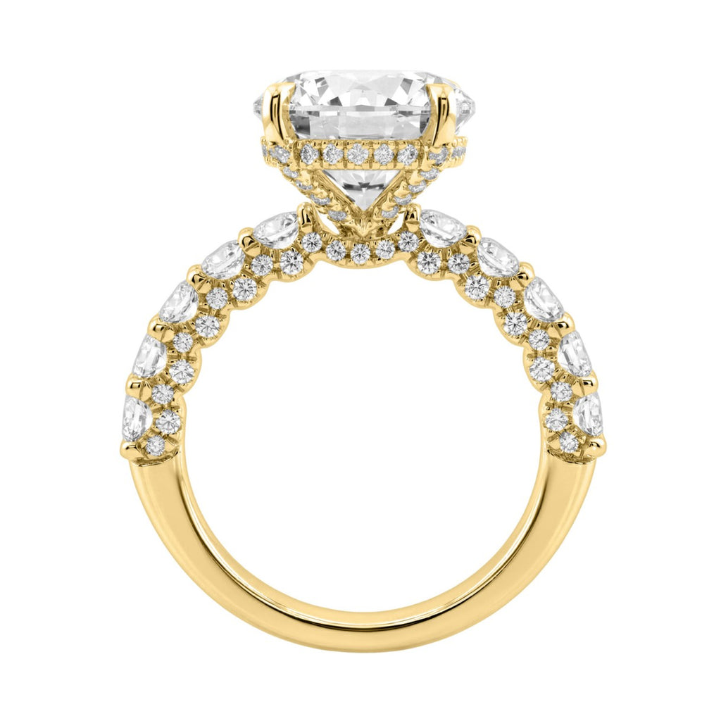 14K Yellow Gold 5 1/2Ct Round Diamond Engagement Ring Women Bridal Wedding Ring 4Ct Round Center Stone (Color F-G -Clarity Vs1/Vs2)