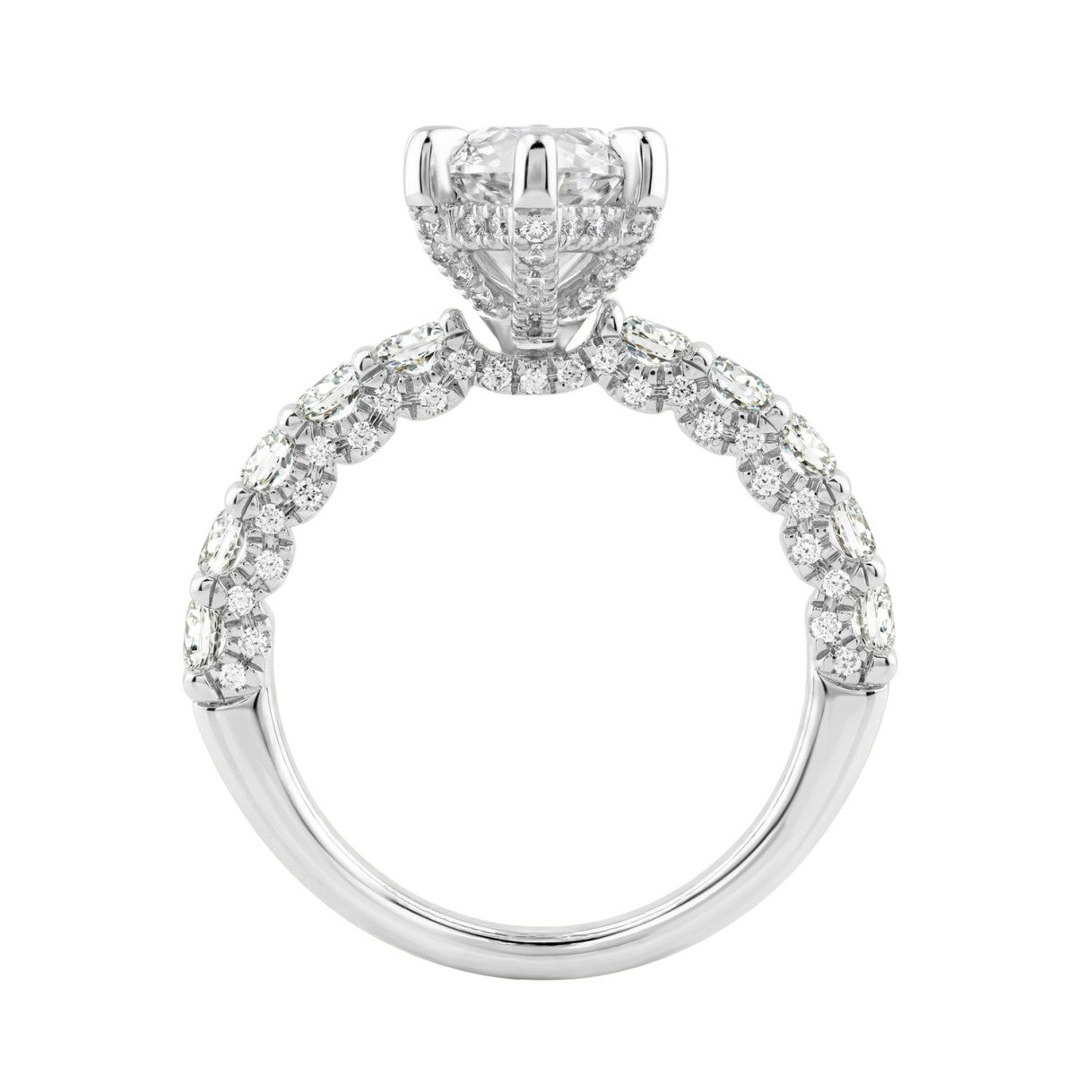 14K White Gold 5 1/2Ct Marquise Cut & Round Diamond Engagement Ring Women Bridal Wedding Ring 4Ct Marquise Center Stone (Color F-G -Clarity Vs1/Vs2)