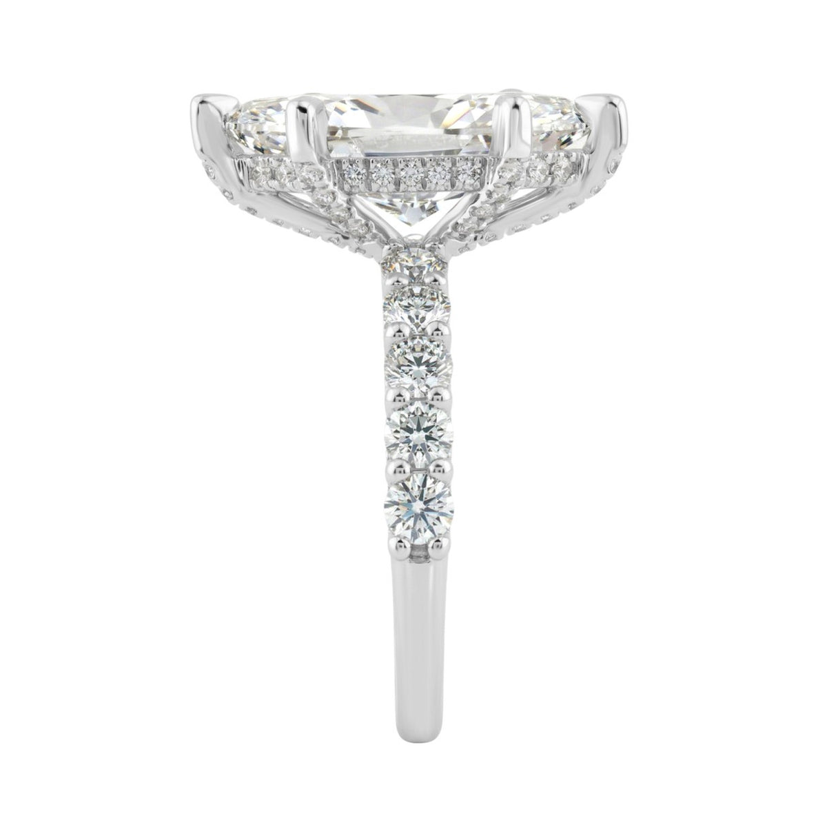 14K White Gold 5 1/2Ct Marquise Cut & Round Diamond Engagement Ring Women Bridal Wedding Ring 4Ct Marquise Center Stone (Color F-G -Clarity Vs1/Vs2)