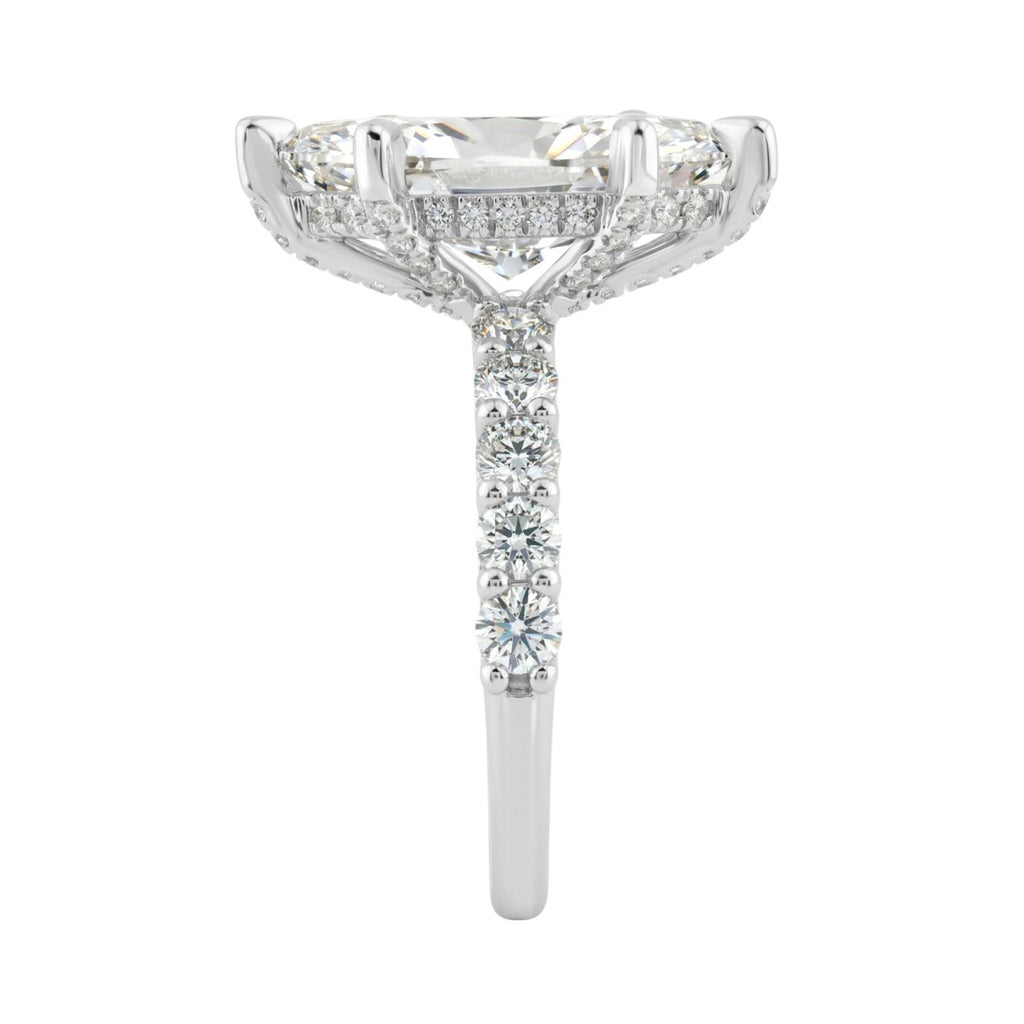 14K White Gold 5 1/2Ct Marquise Cut & Round Diamond Engagement Ring Women Bridal Wedding Ring 4Ct Marquise Center Stone (Color F-G -Clarity Vs1/Vs2)