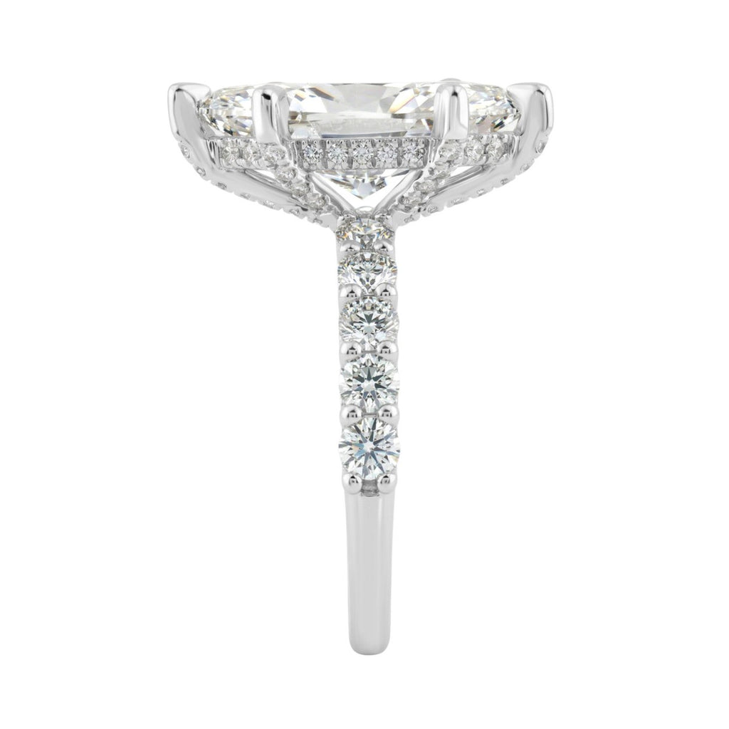14K White Gold 5 1/2Ct Marquise Cut & Round Diamond Engagement Ring Women Bridal Wedding Ring 4Ct Marquise Center Stone (Color F-G -Clarity Vs1/Vs2)
