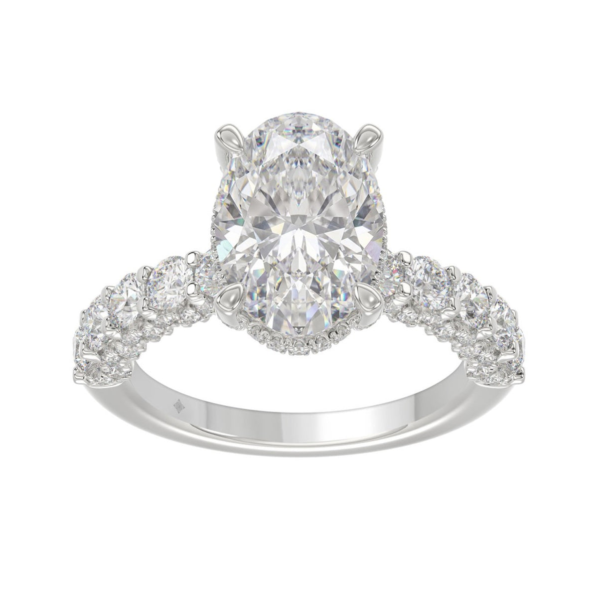 14K White Gold 5 1/2Ct Oval & Round Diamond Engagement Ring Women Bridal Wedding Ring 4Ct Oval Center Stone (Color F-G -Clarity Vs1/Vs2)