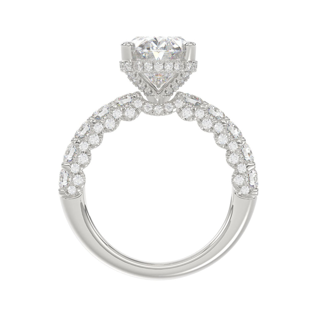 14K White Gold 5 1/2Ct Oval & Round Diamond Engagement Ring Women Bridal Wedding Ring 4Ct Oval Center Stone (Color F-G -Clarity Vs1/Vs2)